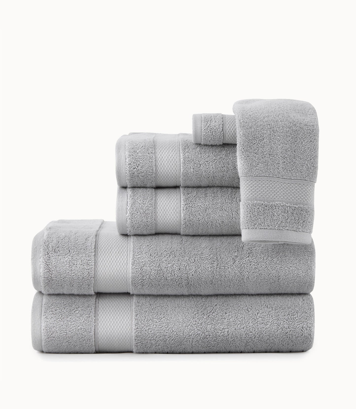 Diamond Towel Set Stacked Pewter