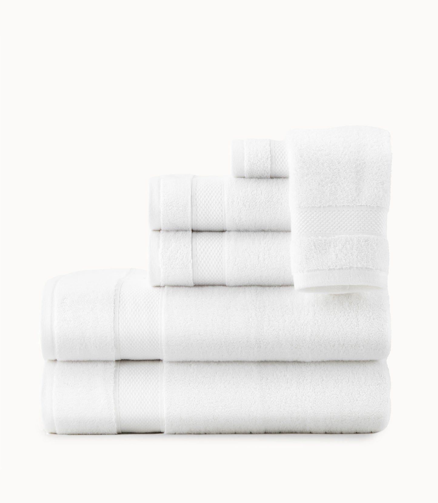 Diamond Towel Set Stacked White