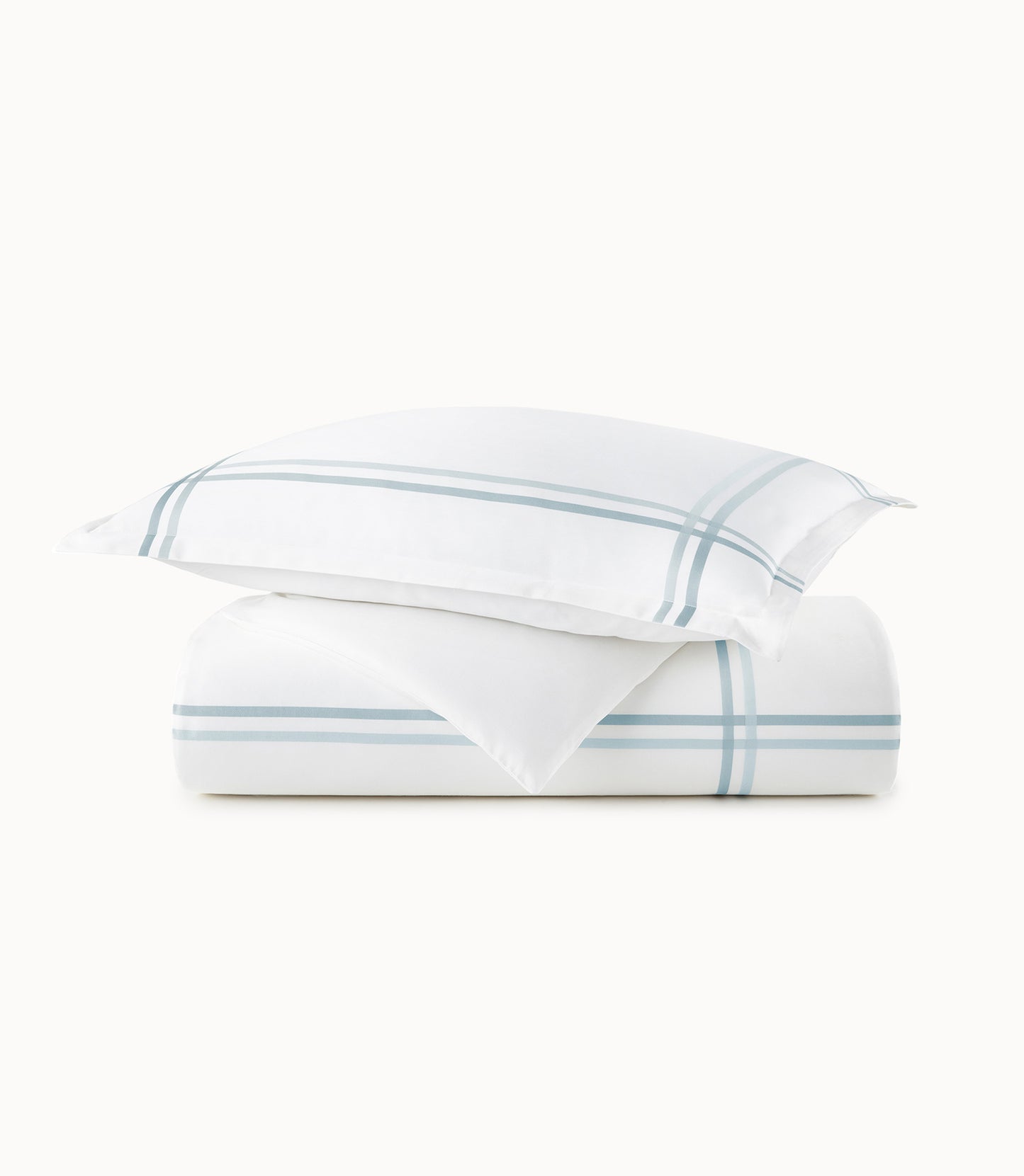 Duo Striped Sateen Duvet Cover Blue