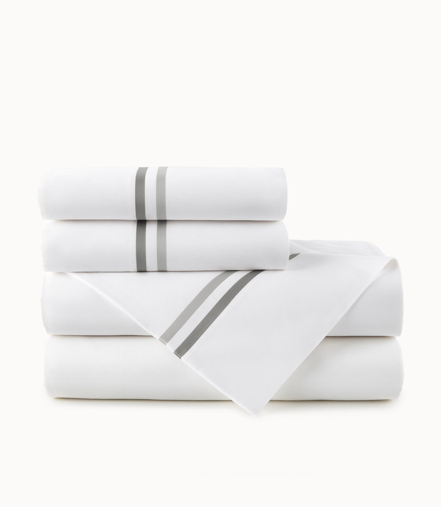 Duo Striped Sateen Sheet Set Pewter