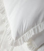 detail of white ruffled pillow sham