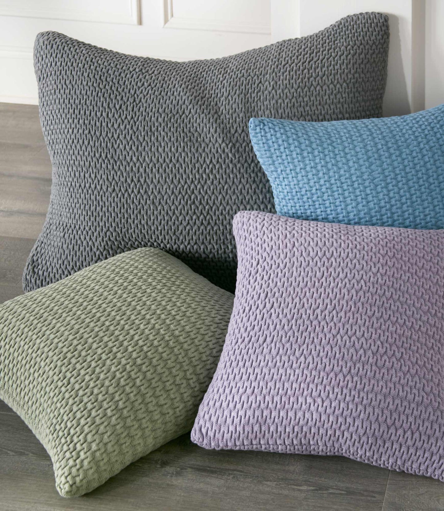 Faro Throw Pillows Multiple Colors Gray Lilac Blue