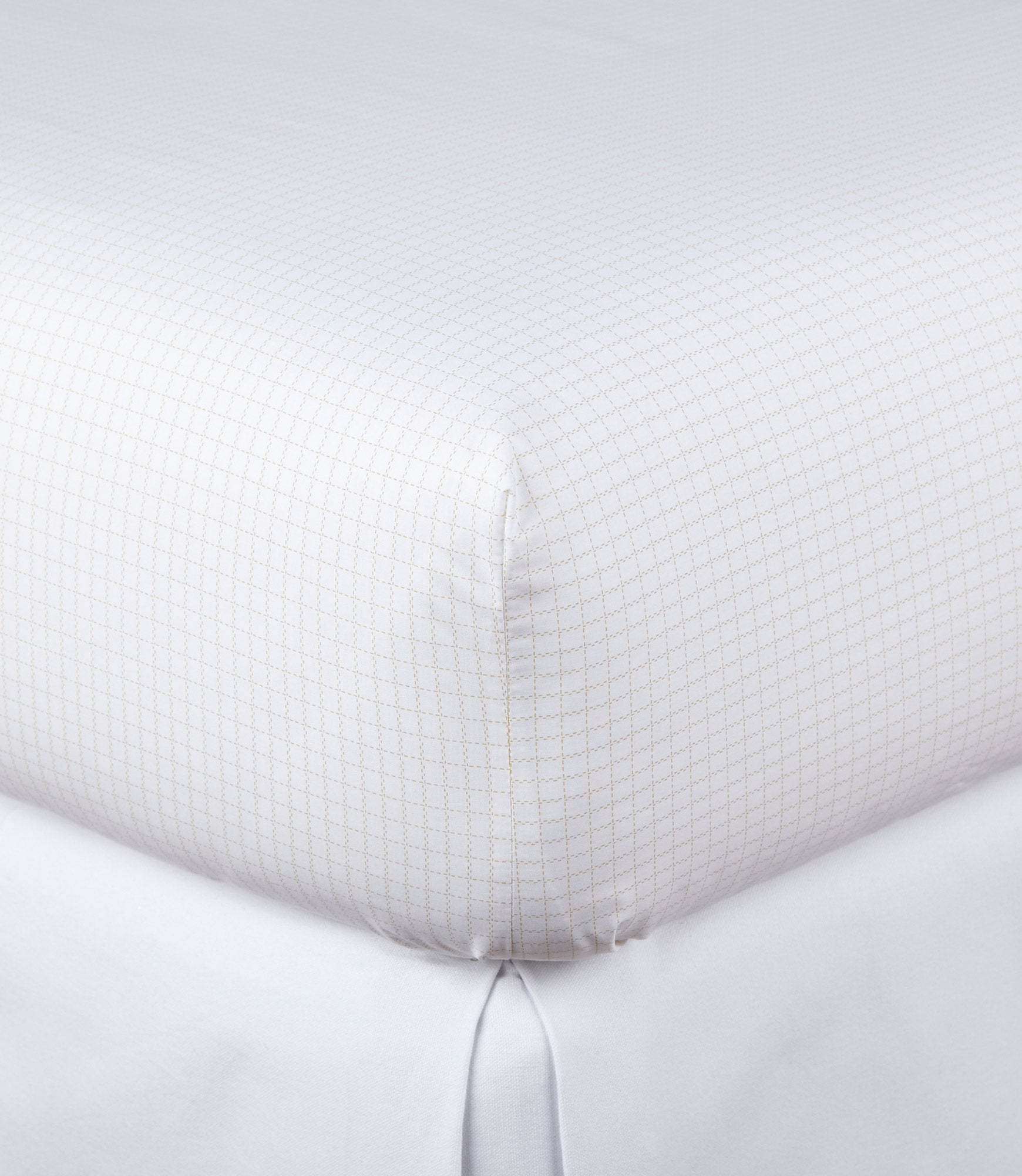 Grid Percale Fitted Sheet Honey