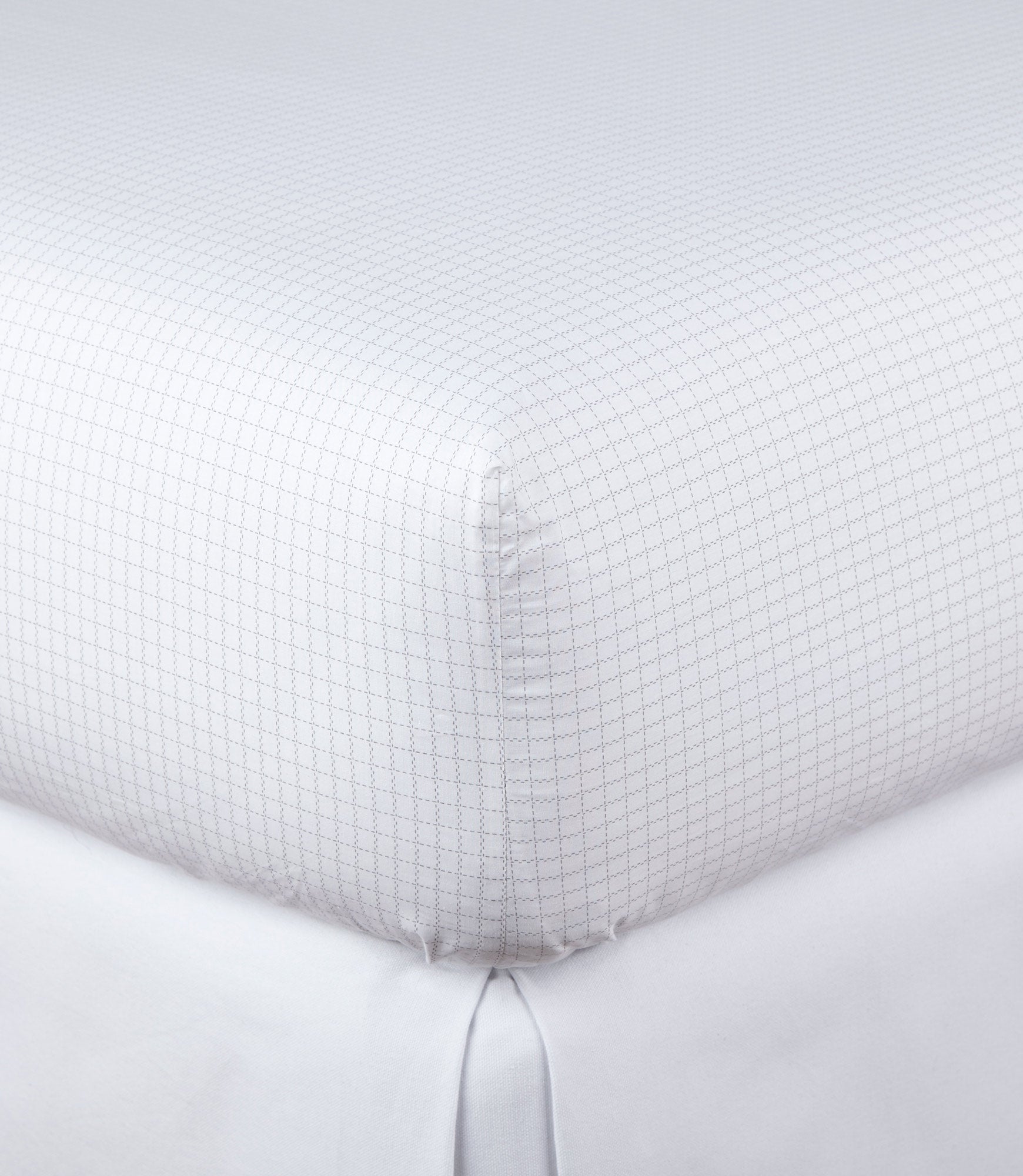 Grid Percale Fitted Sheet Charcoal