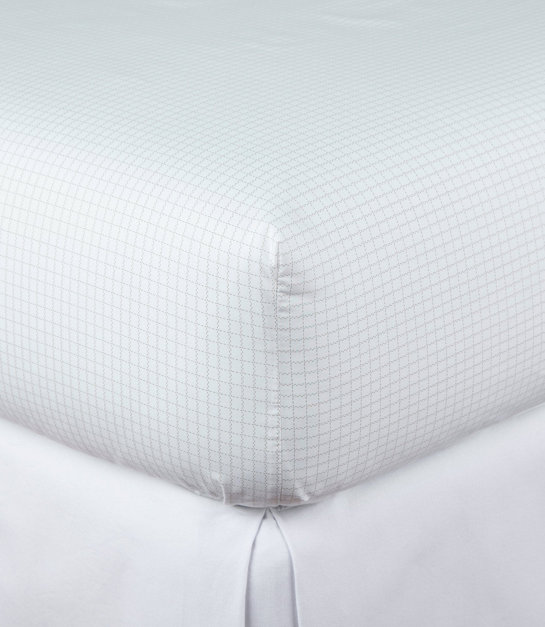 Grid Percale Fitted Sheet Olive