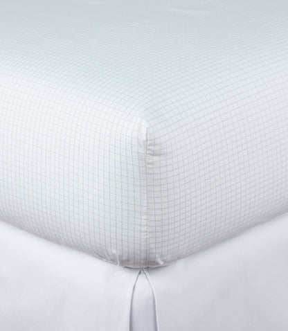 Grid Percale Fitted Sheet Olive
