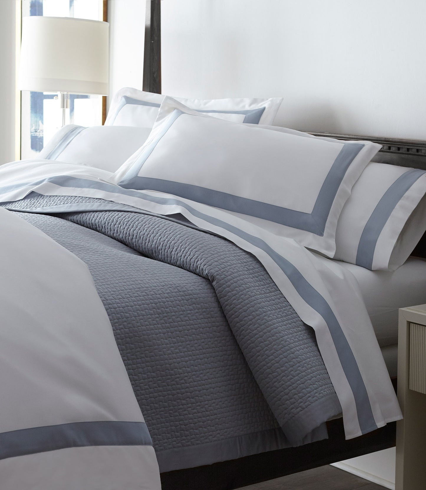Hamilton Quilted Coverlet Blue on Bed