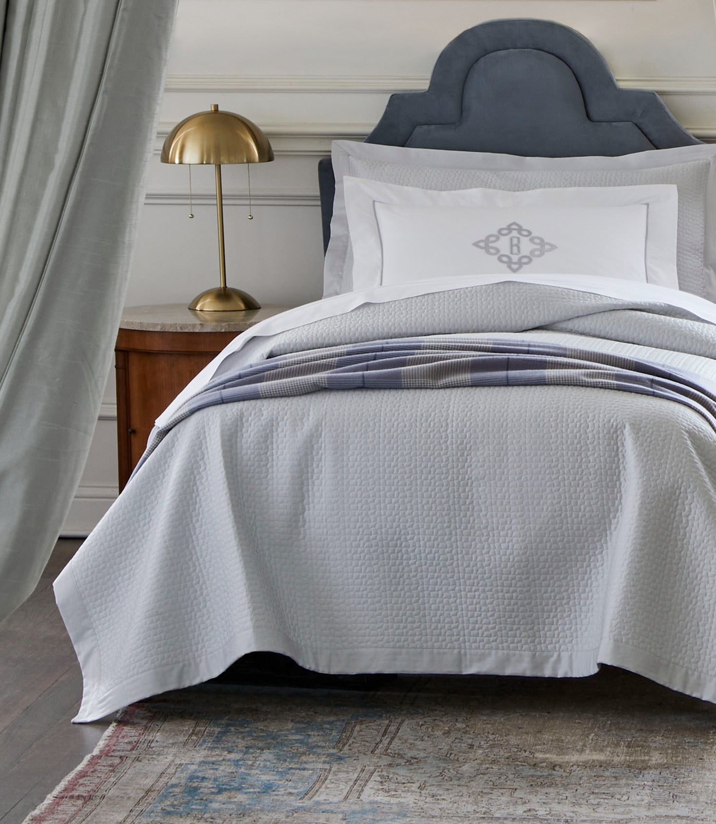 Hamilton Quilted Coverlet Ice Blue on Bed