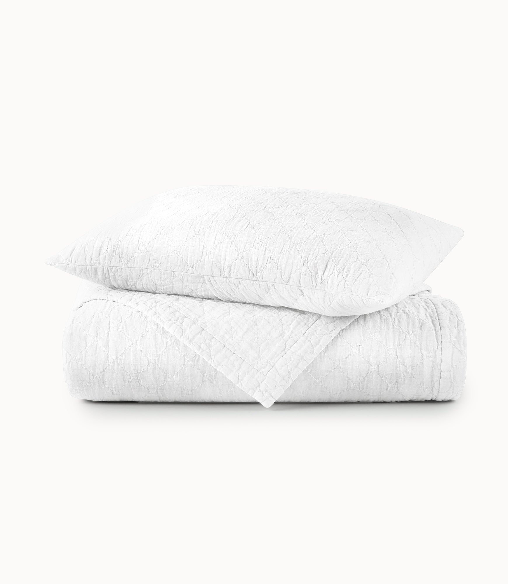 Heritage Stonewashed Linen Quilt White