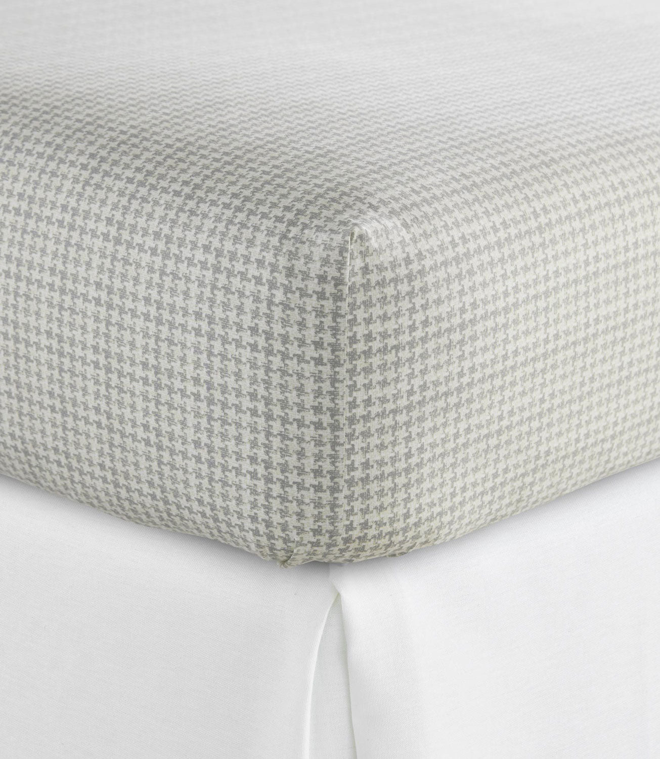 Houndstooth Percale Fitted Sheet Greige