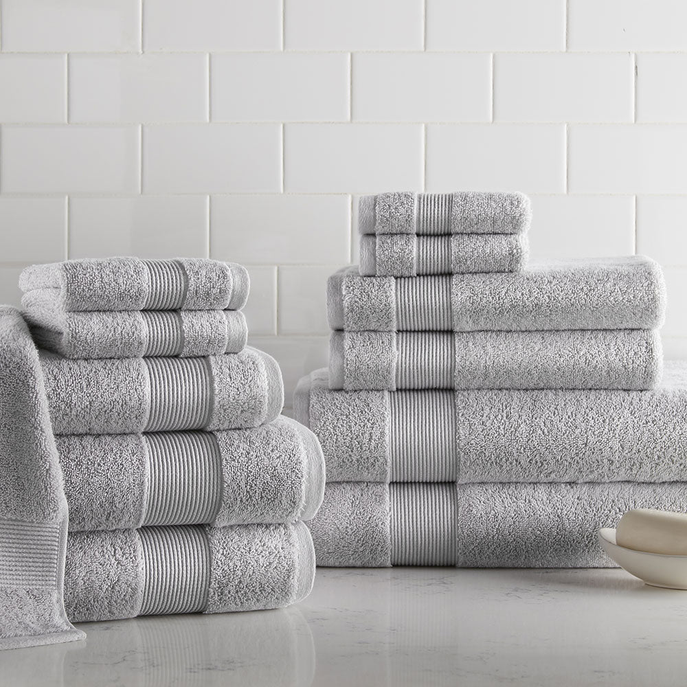 Peacock Alley Liam Essential Bath Towel Bundle in White | 12 Pieces | 100% Extra-Long Staple Cotton