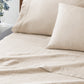 Washed Linen Sheets Taupe on Bed