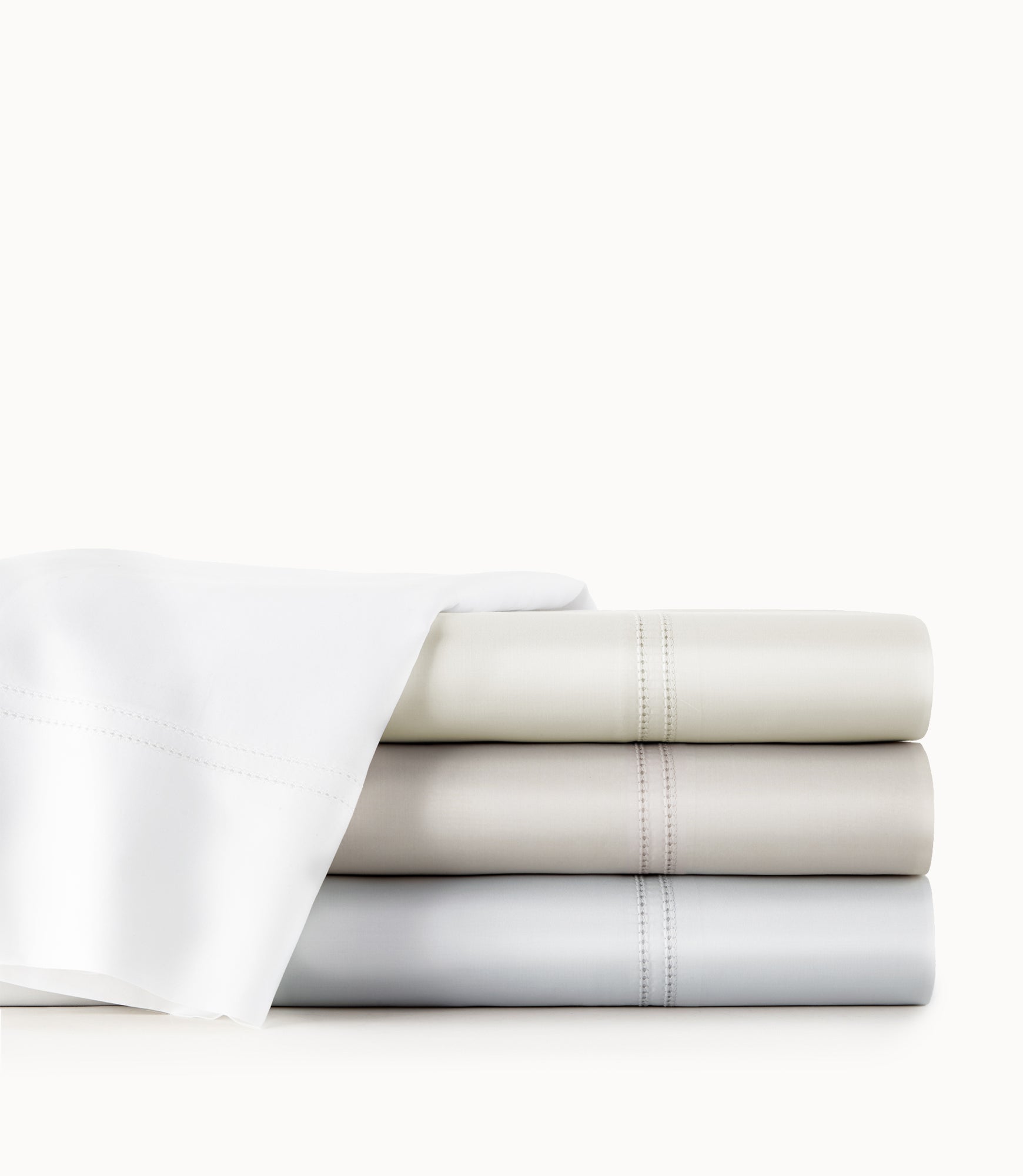 Lyric Percale Flat Sheets in White Ivory Platinum Ice