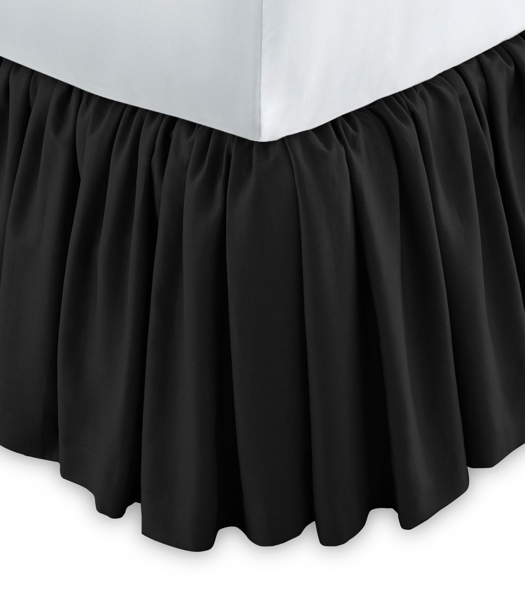 Mandalay Ruffled Linen Bed Skirt Black