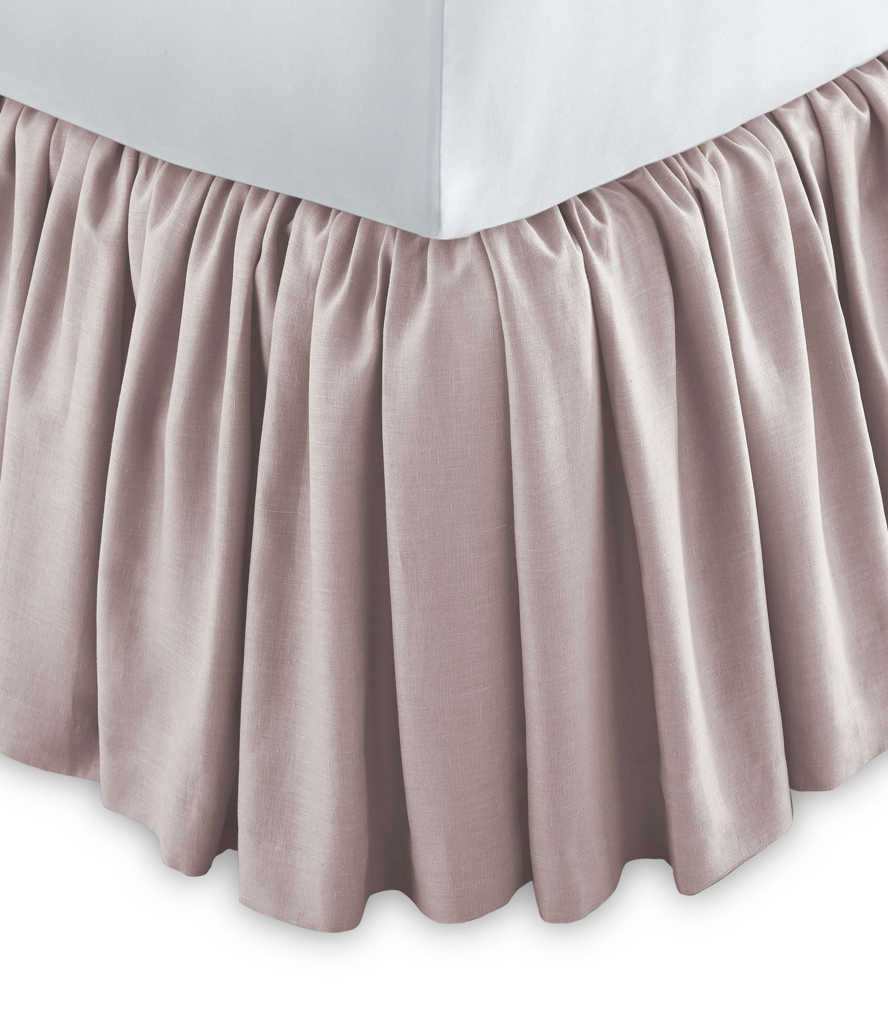 White Linen Bed Skirt- Gathered with Country Ruffle Hem