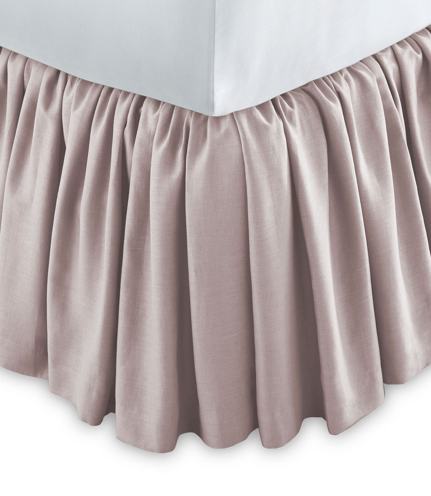 Mandalay Ruffled Linen Bed Skirt Blush