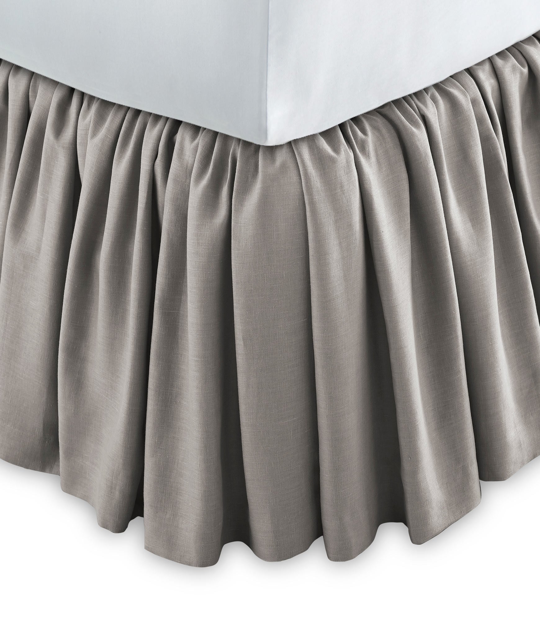 Mandalay Ruffled Linen Bed Skirt Gray