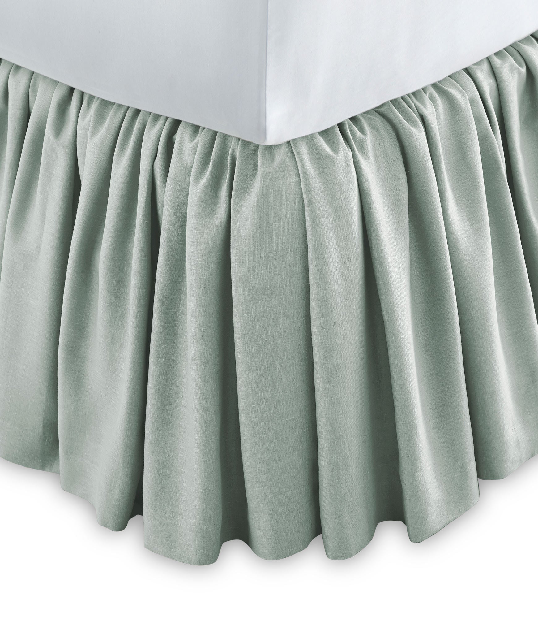 Mandalay Ruffled Linen Bed Skirt Mist