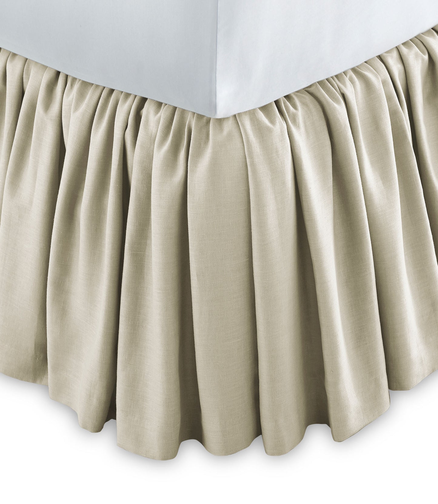 Mandalay Ruffled Linen Bed Skirt Platinum