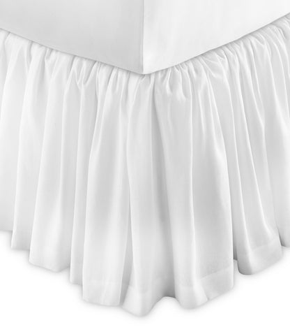 Mandalay Ruffled Linen Bed Skirt White