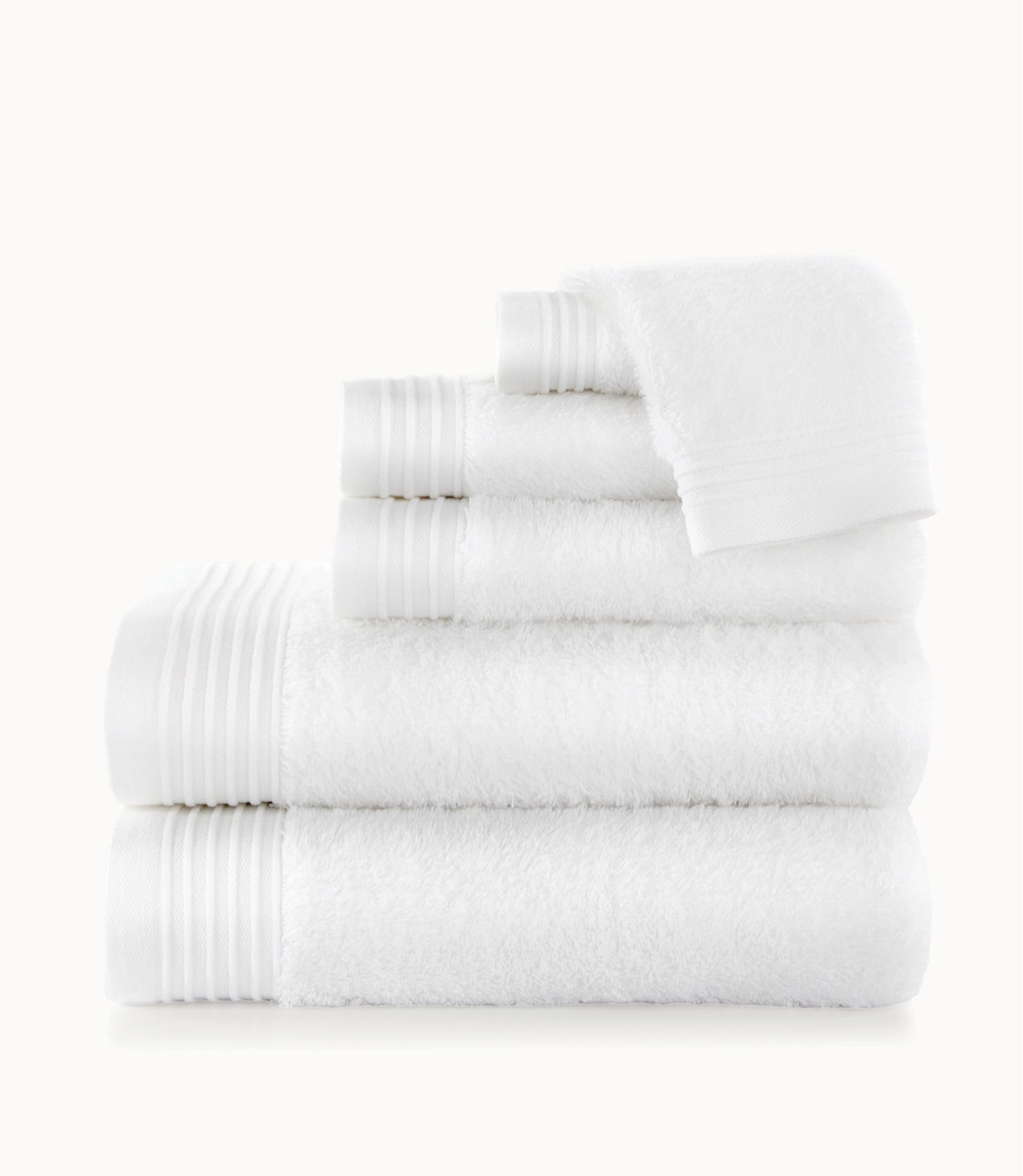 Bamboo Bath Towel Set Stack White