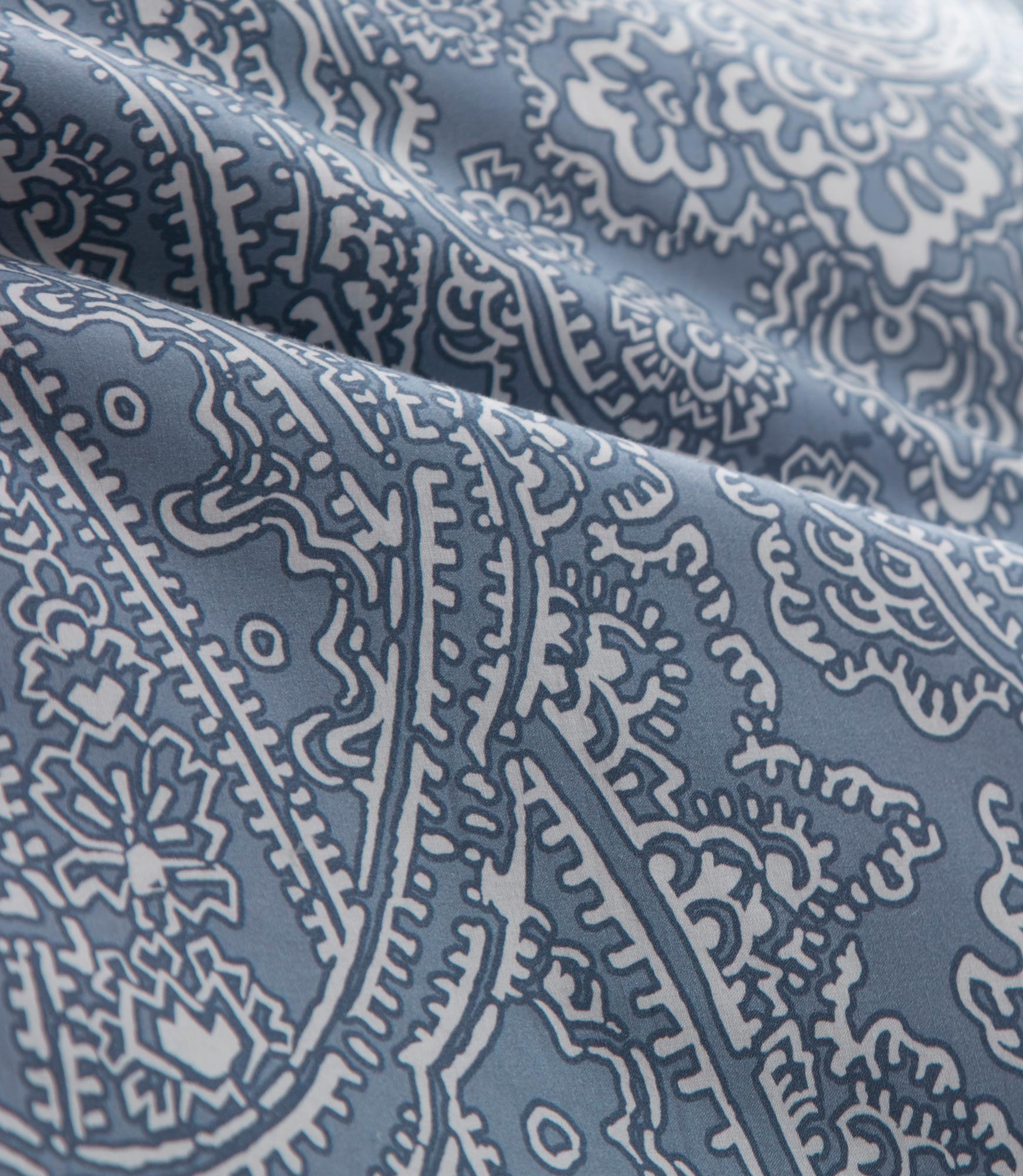 Blue paisley duvet cover detail
