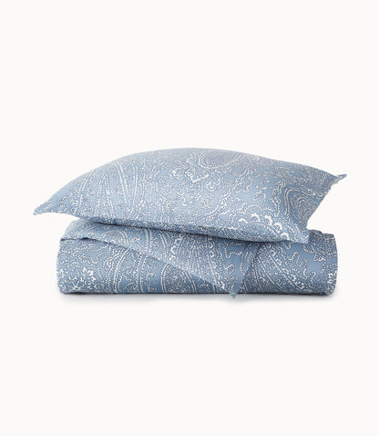 Paisley Percale Duvet Cover Blue