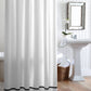 Pique 2 Tailored Shower Curtain Black Trim Hanging In Bathroom