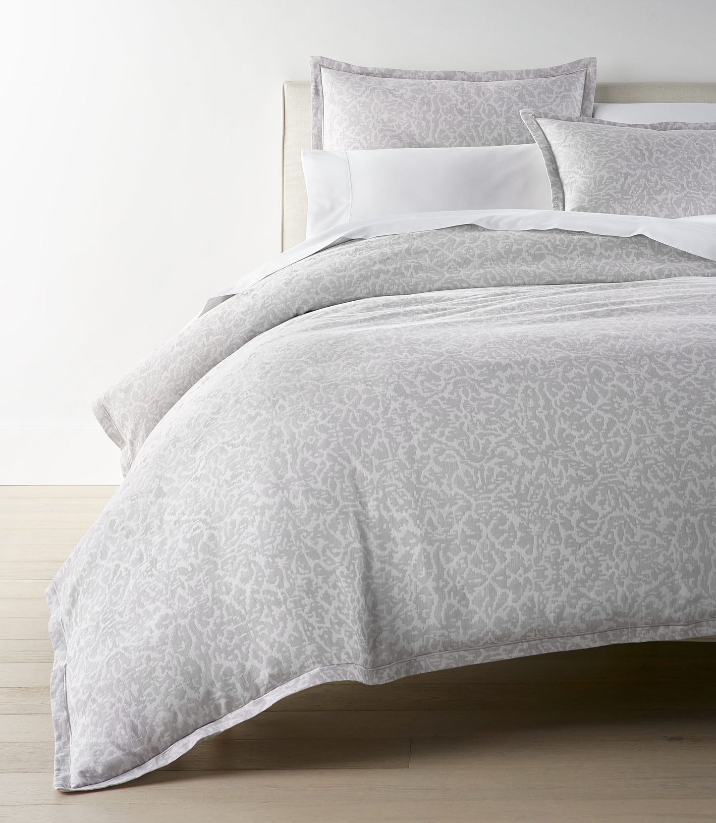 Ravenna Jacquard Duvet Cover Light Gray bed lifestyle