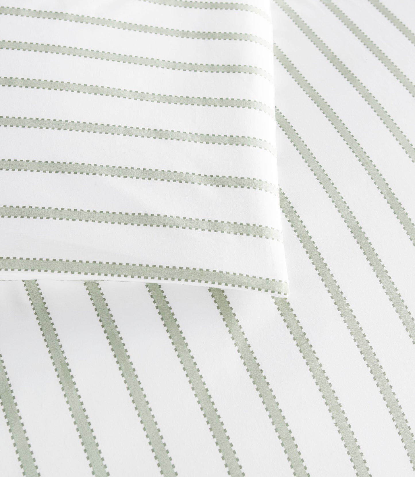 ribbon stripe percale Olive duvet cover detail