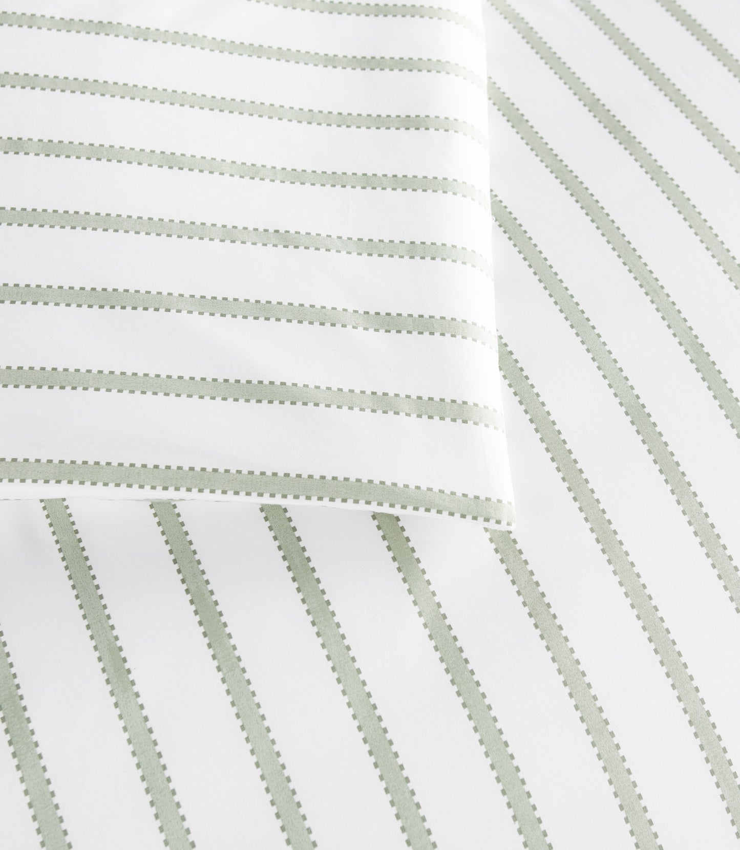 Ribbon Stripe Percale Sleeping Sham Olive Detail