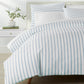 ribbon stripe percale Denim duvet cover on a bed