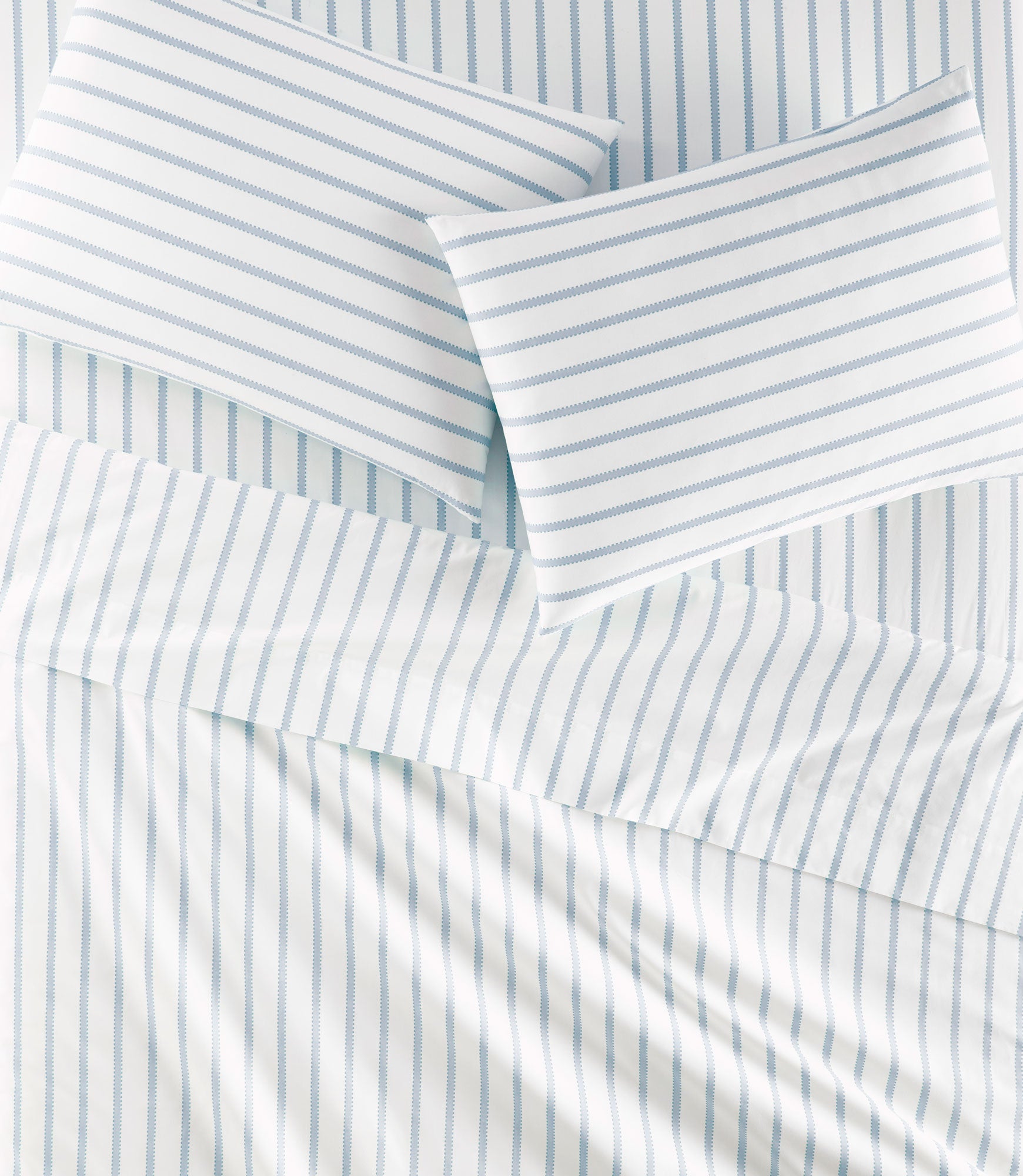 Ribbon Stripe Percale Fitted Sheet Set Denim