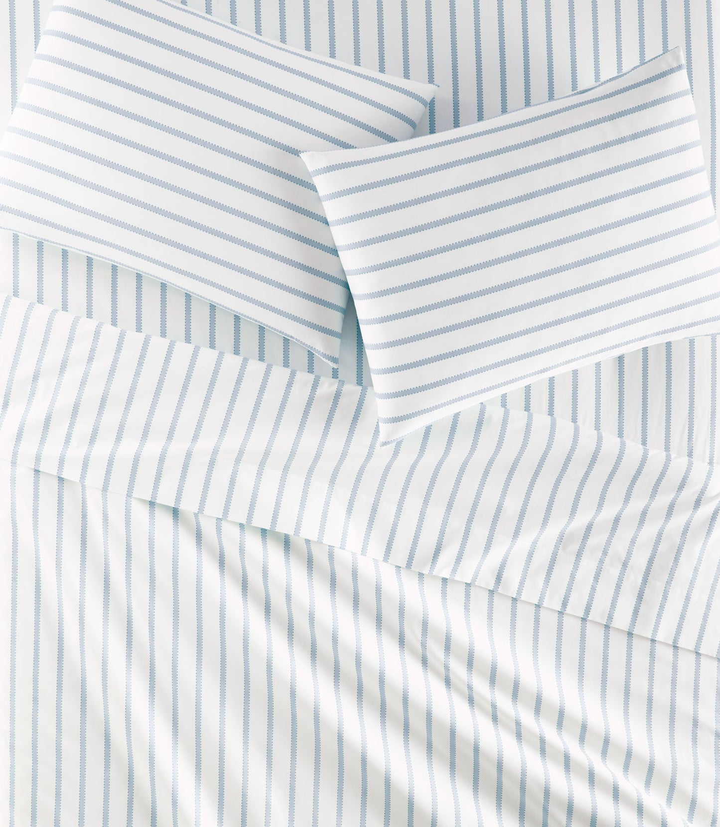 Ribbon Stripe Percale Flat Sheet Set Denim