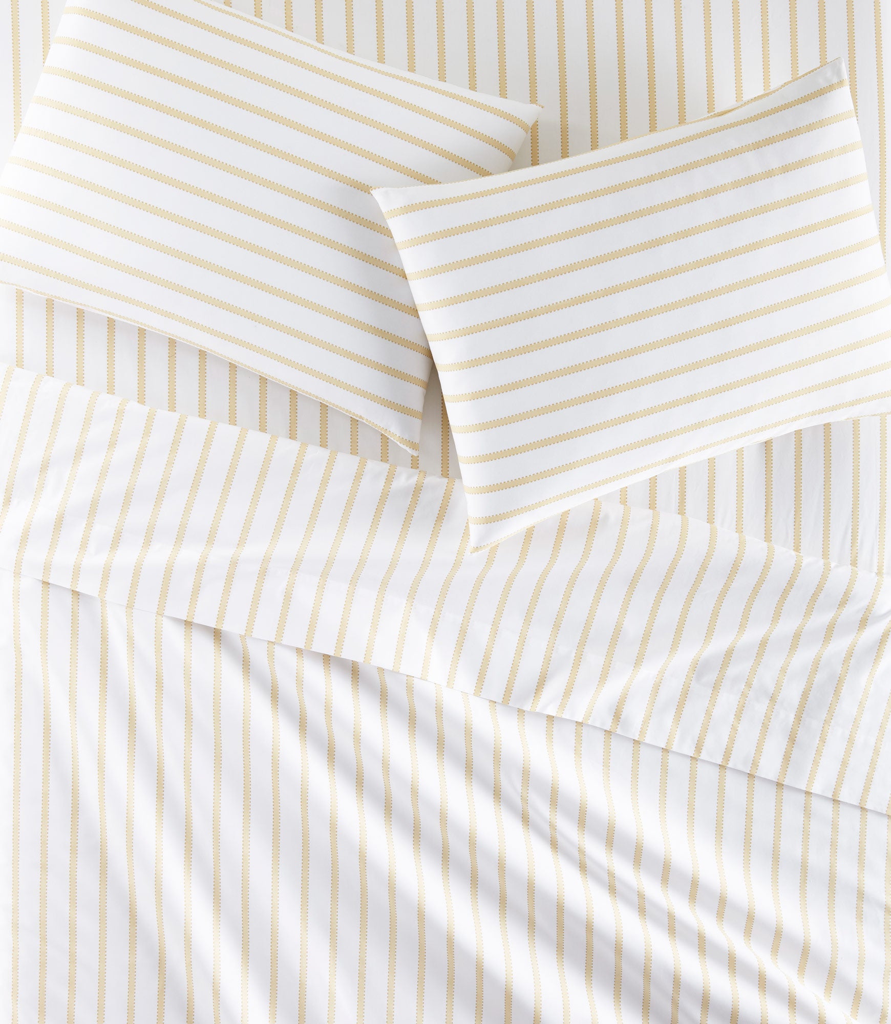 Ribbon Stripe Percale Fitted Sheet Set Honey