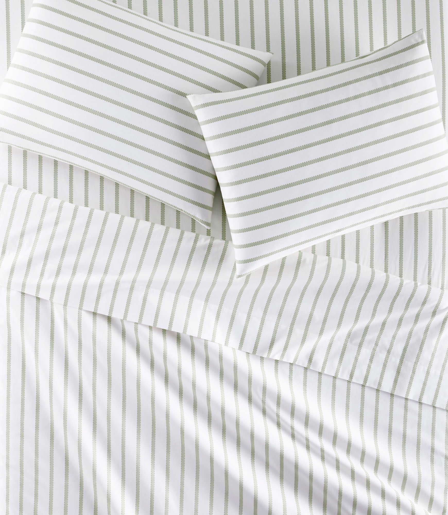Ribbon Stripe Percale Fitted Sheet Set Olive