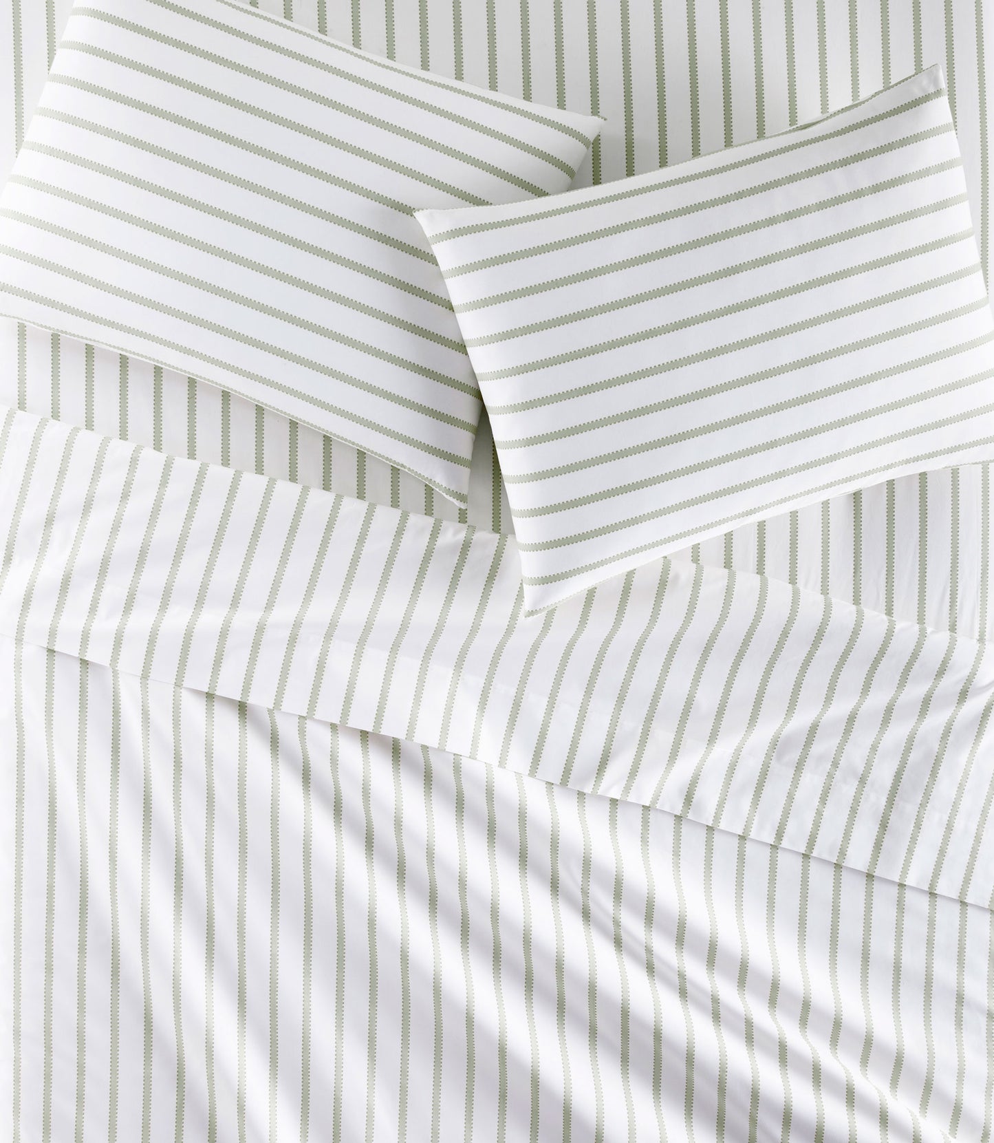 Ribbon Stripe Percale Flat Sheet Set Olive