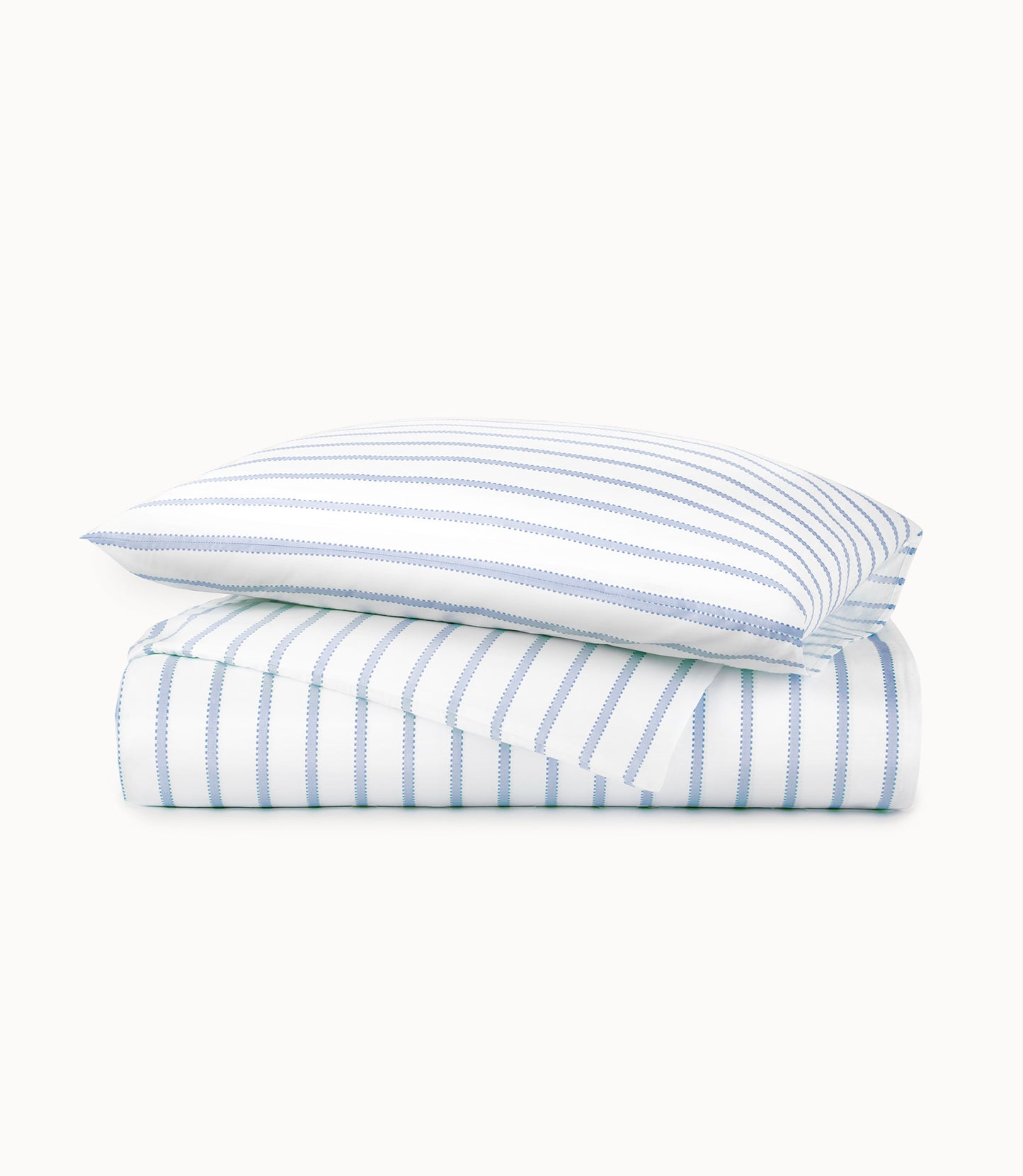 Ribbon Stripe Percale Duvet Cover Denim