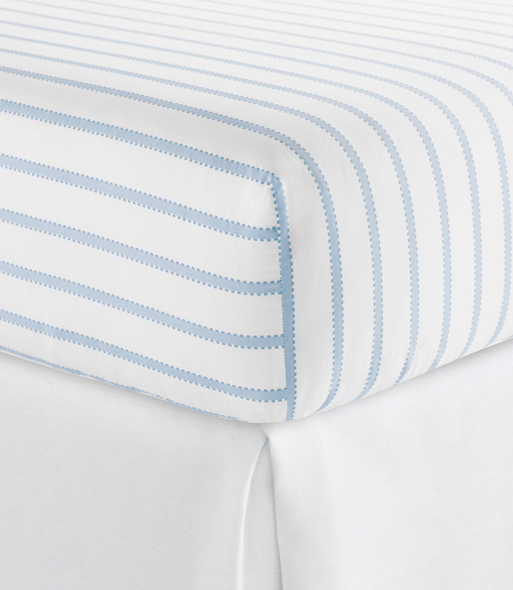 Ribbon Stripe Percale Fitted Sheet Denim