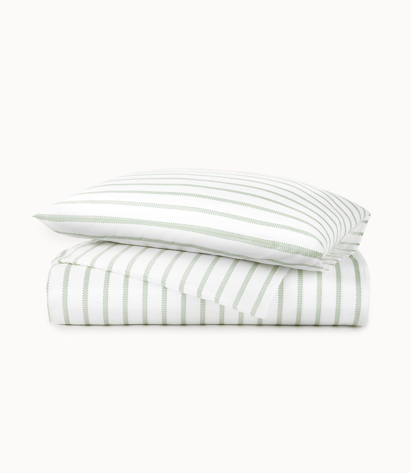 Ribbon Stripe Percale Duvet Cover Olive