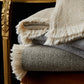 Santa Fe Cotton Throw Blanket on Chair Stack Pine Granite Biscuit Marine Colors
