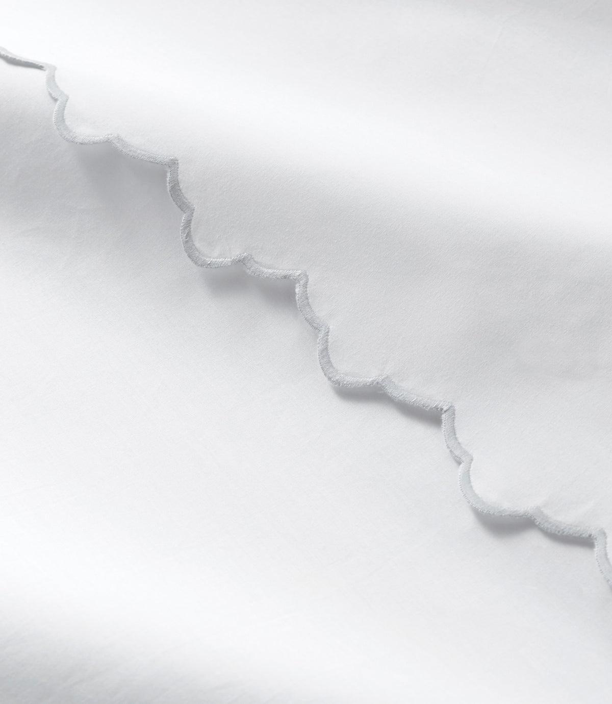 Urban Scallop Cotton Sateen Sheet Set Fog Detail