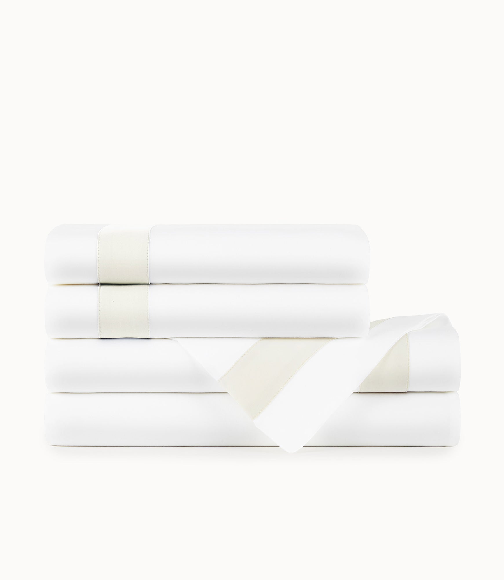 Soprano Trim Sateen Sheet Set Ivory