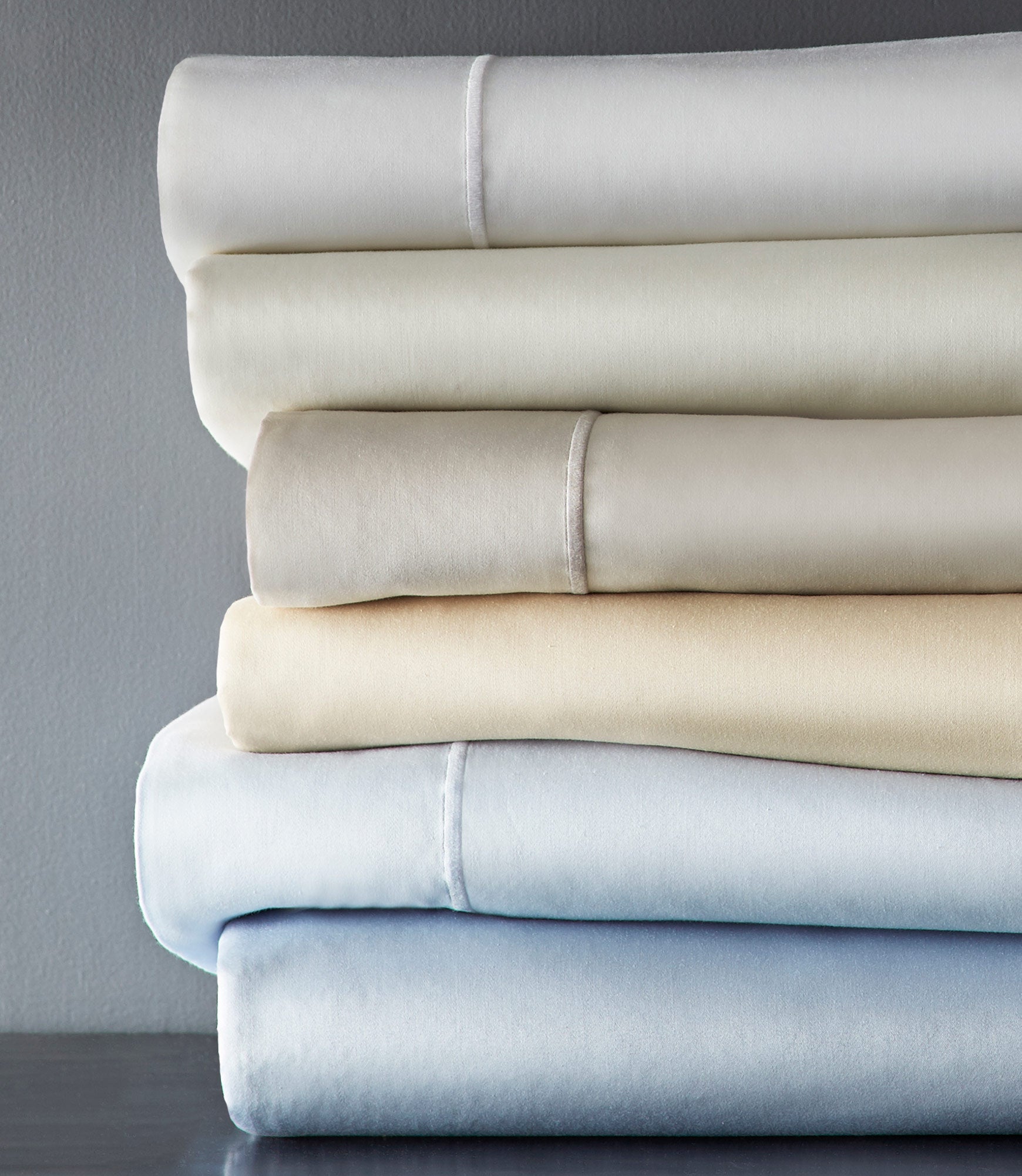 Soprano Sateen Sheet Set Multiple Colors White Ivory Linen Platinum Barely Blue Pewter Blue