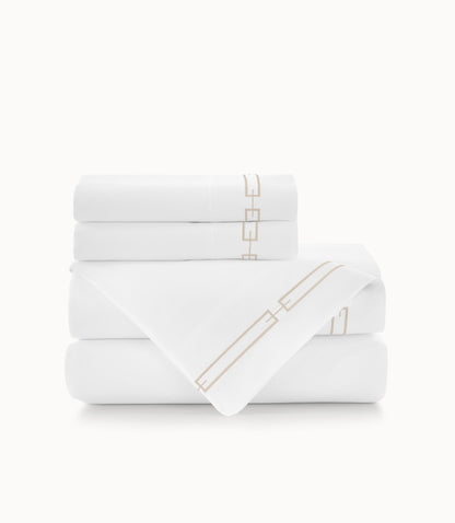 Stanza Embroidered Sheet Set, Linen