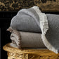 Telluride Wool Throw Blankets on Table Mocha Gray Colors