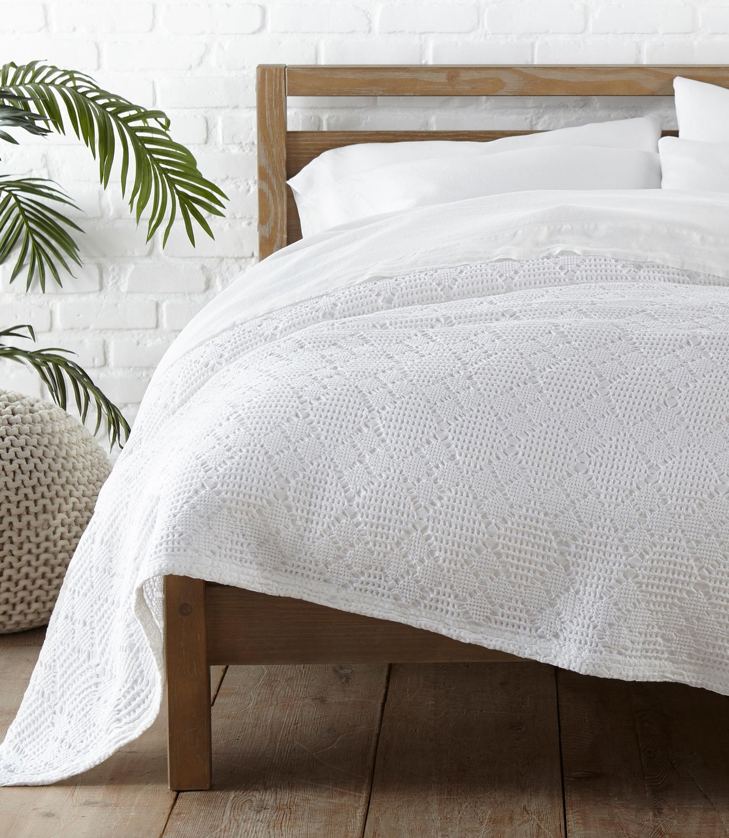 Textured Blanket White on bed