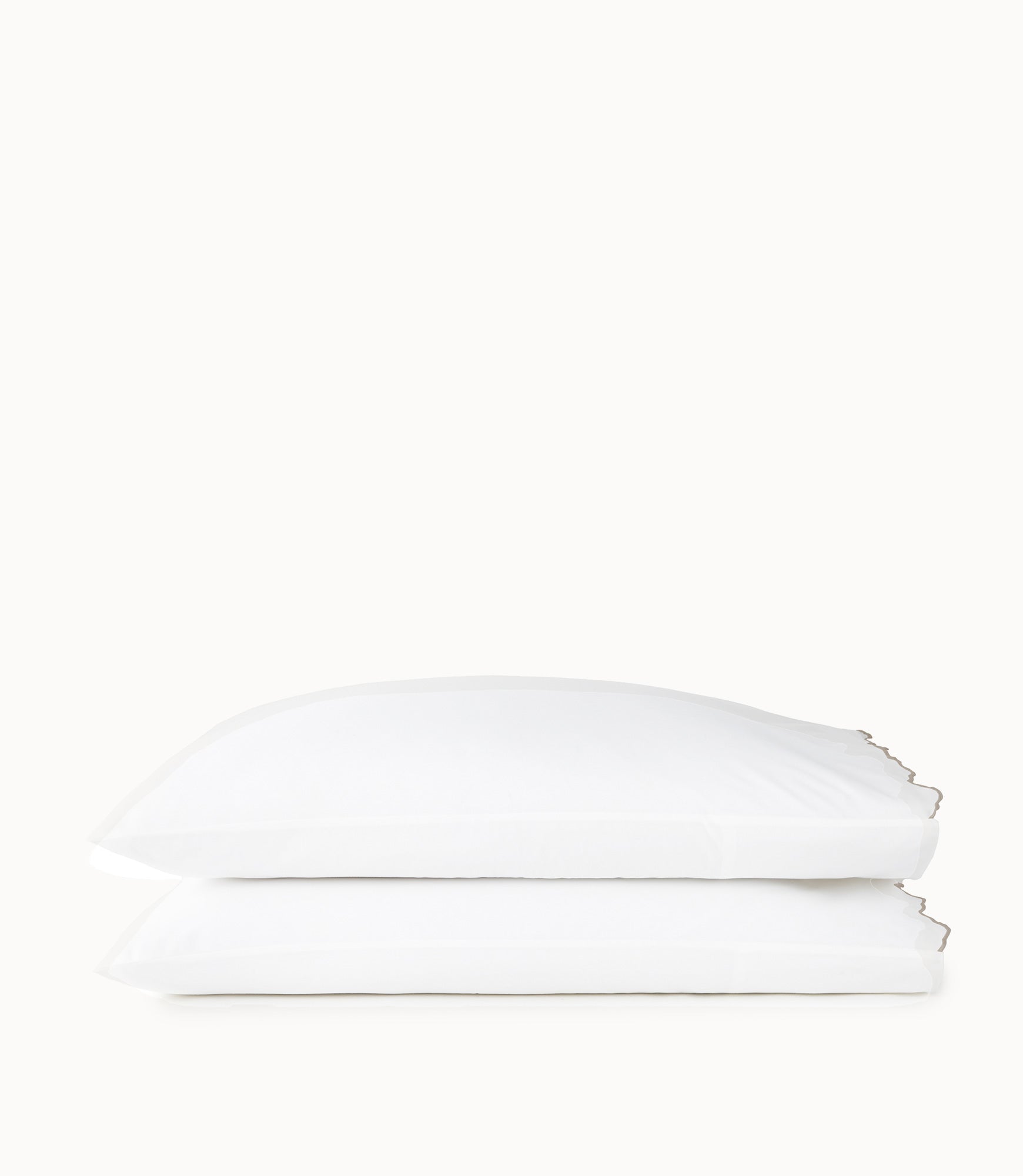 Urban Scallop Pillow Cases stacked Taupe