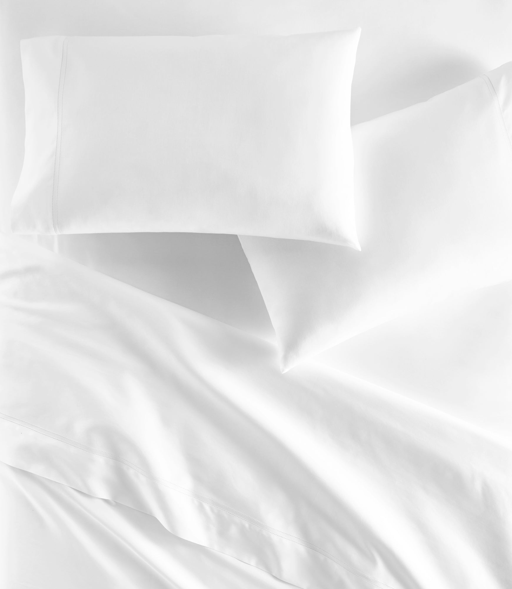 Lyric Percale Flat Sheet Set on Bed White