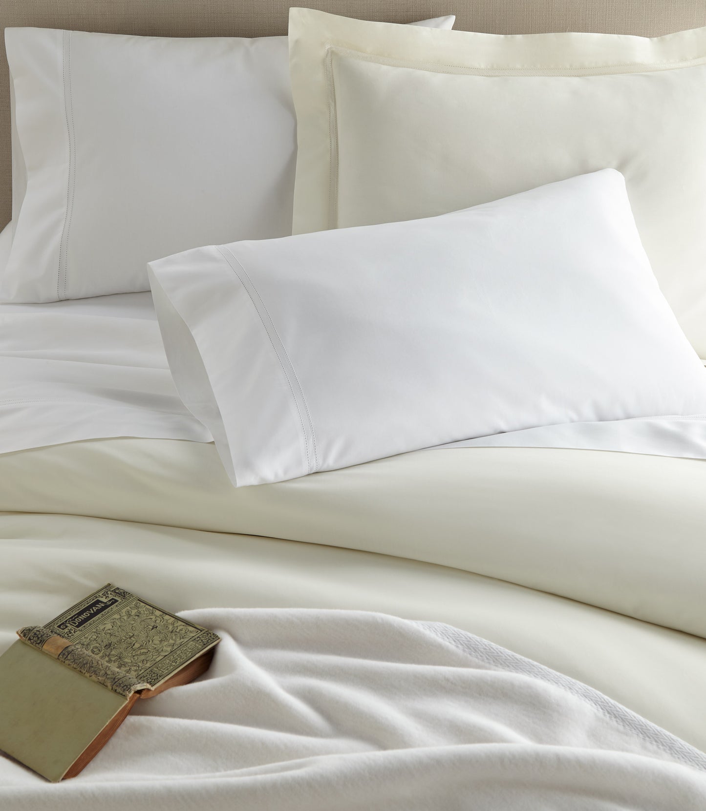 Lyric Percale Sheet Set on Bed in White